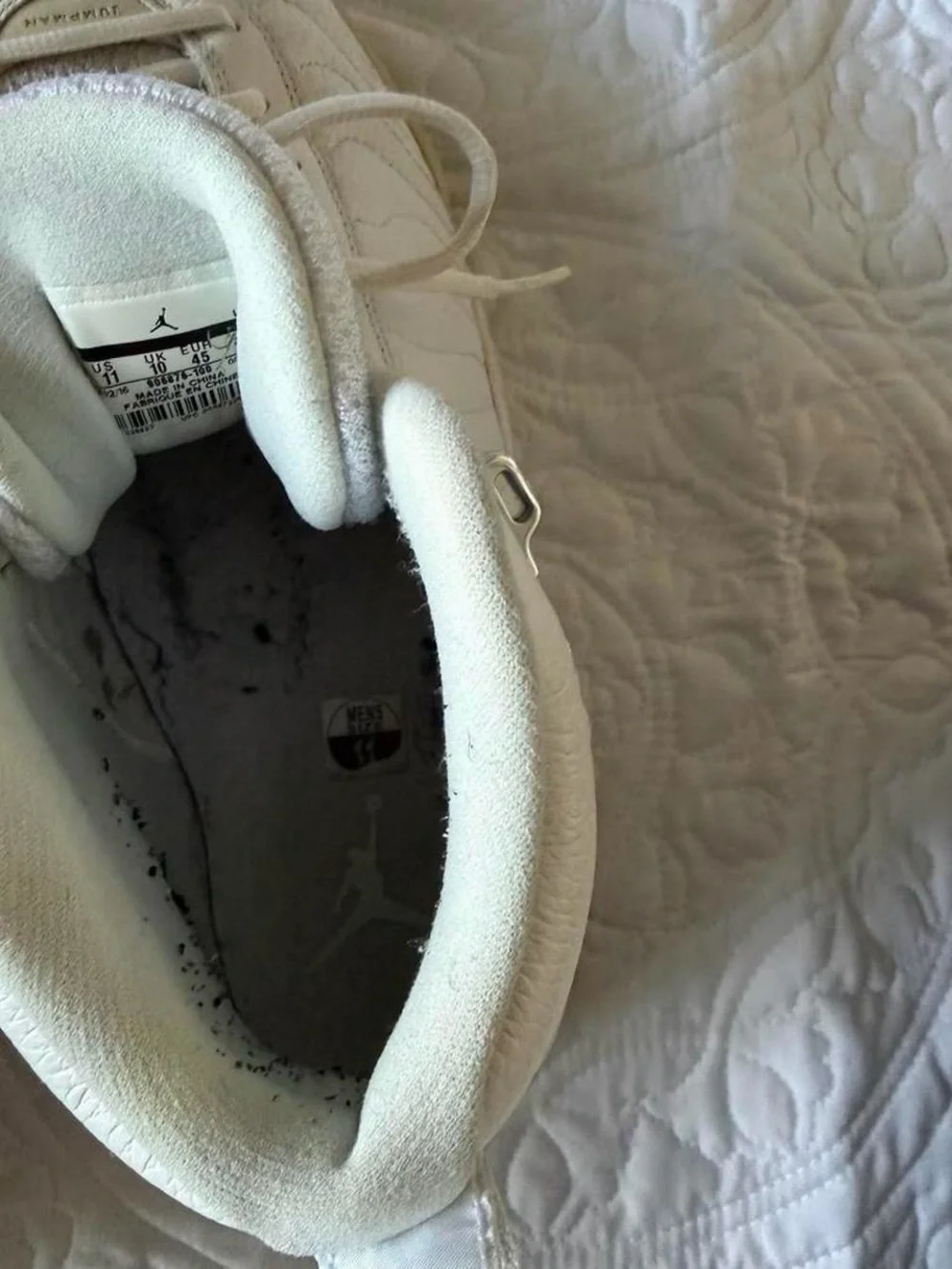 Jordan White Leather Mid/High Top Sneakers